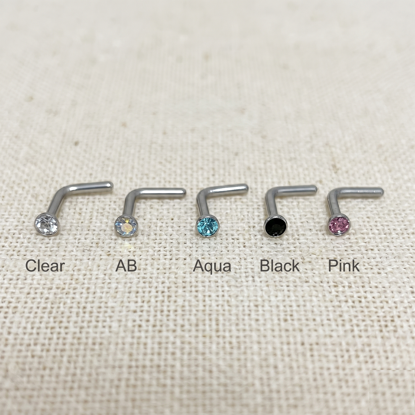 Surgical Steel 2.5mm CZ L-Bend Nose Stud 18G 20G