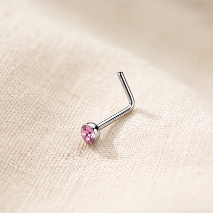 Surgical Steel 2.5mm CZ L-Bend Nose Stud 18G 20G