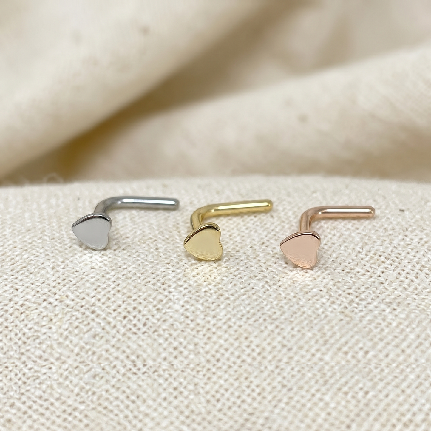 Surgical Steel Heart L-Bend Nose Stud 20G