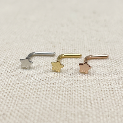 Surgical Steel Star L-Bend Nose Stud 20G