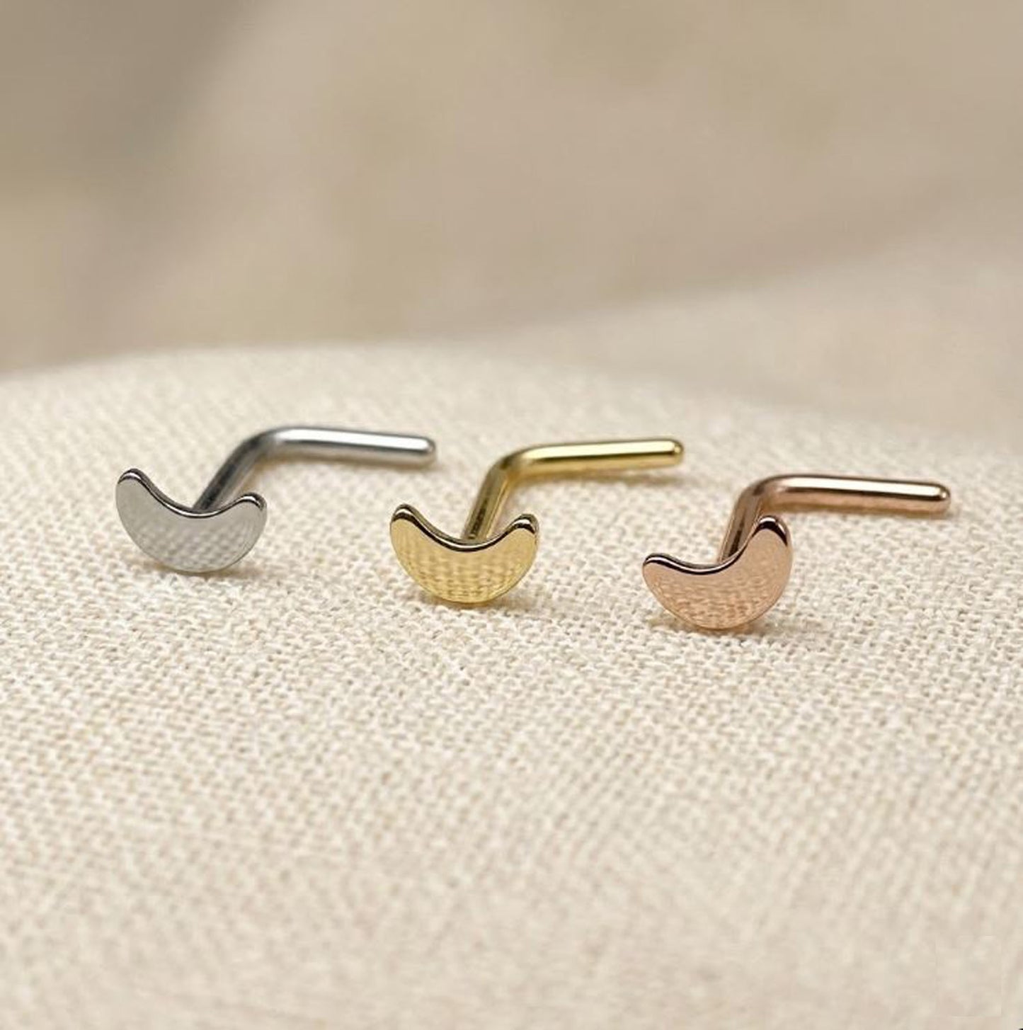 Surgical Steel Crescent Moon L-Bend Nose Stud 20G