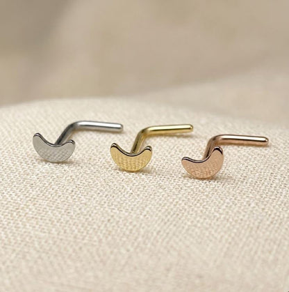 Surgical Steel Crescent Moon L-Bend Nose Stud 20G