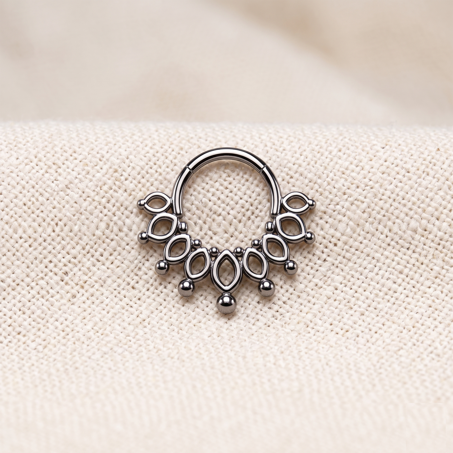 Surgical Steel Beaded End Crown Hinged Clicker Hoop 16G