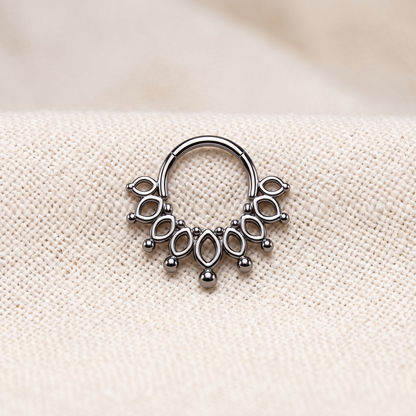 Surgical Steel Beaded End Crown Hinged Clicker Hoop 16G