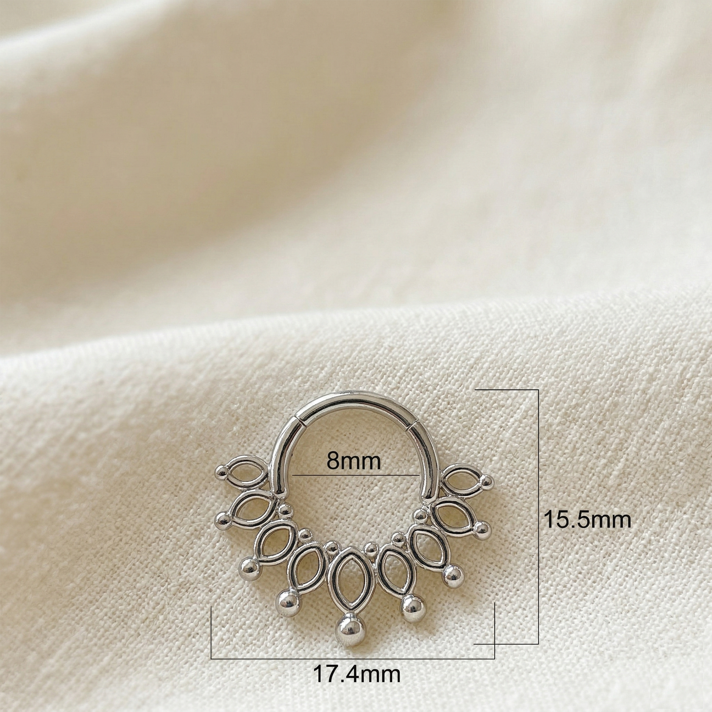 Surgical Steel Beaded End Crown Hinged Clicker Hoop 16G