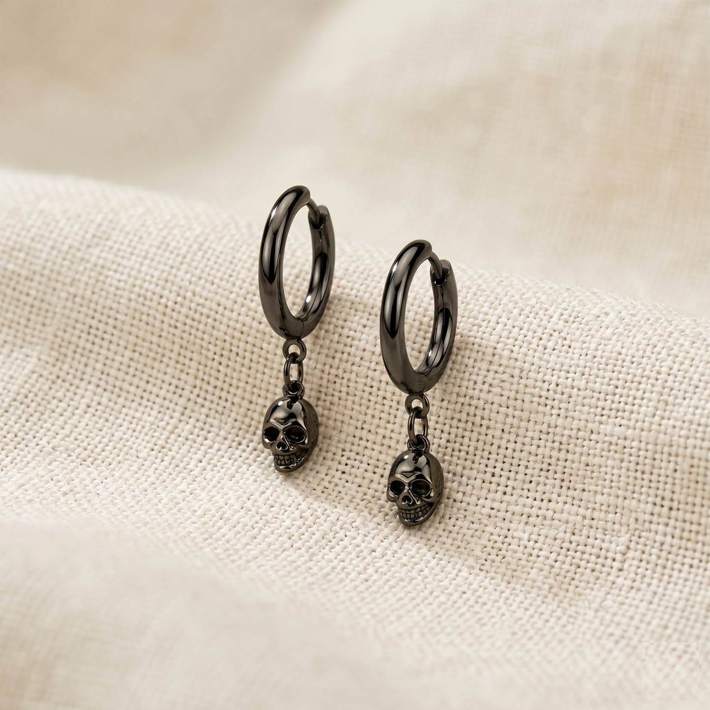 Surgical Steel Skull Dangle Hoop Earrings 20G