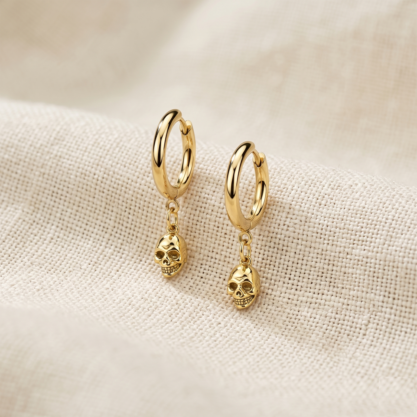 Surgical Steel Skull Dangle Hoop Earrings 20G
