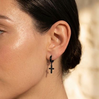 Surgical Steel Cross Dangle Hoop Earrings 18G
