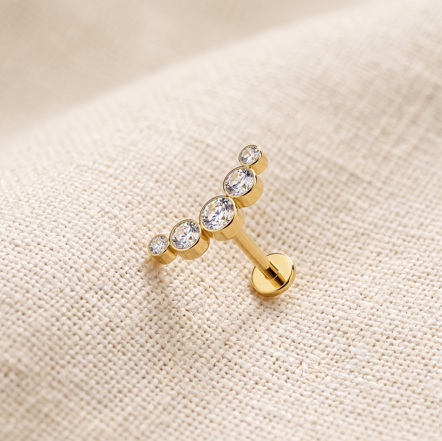 Surgical Steel Curved CZ Threaded Labret 16G