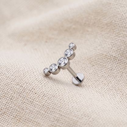 Surgical Steel Curved CZ Threaded Labret 16G