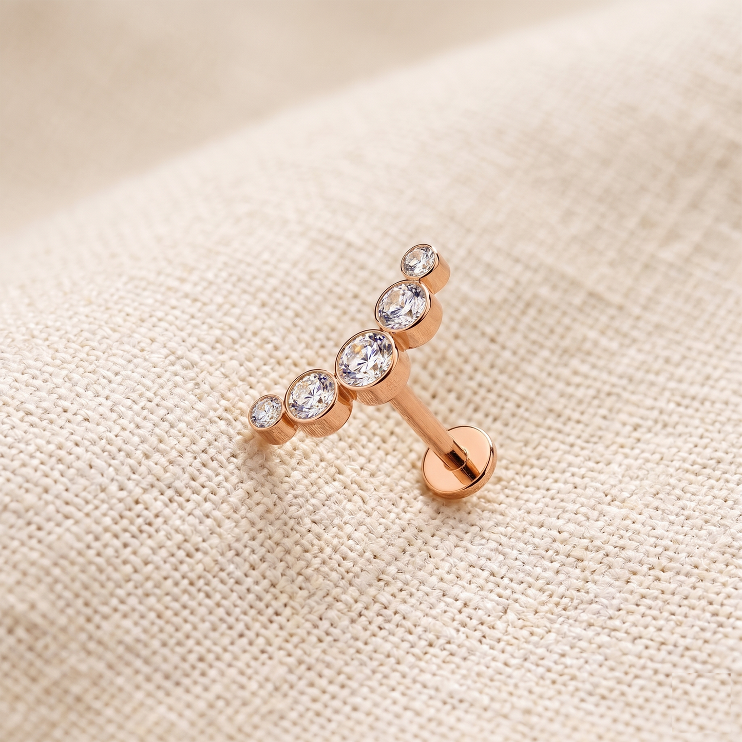 Surgical Steel Curved CZ Threaded Labret 16G