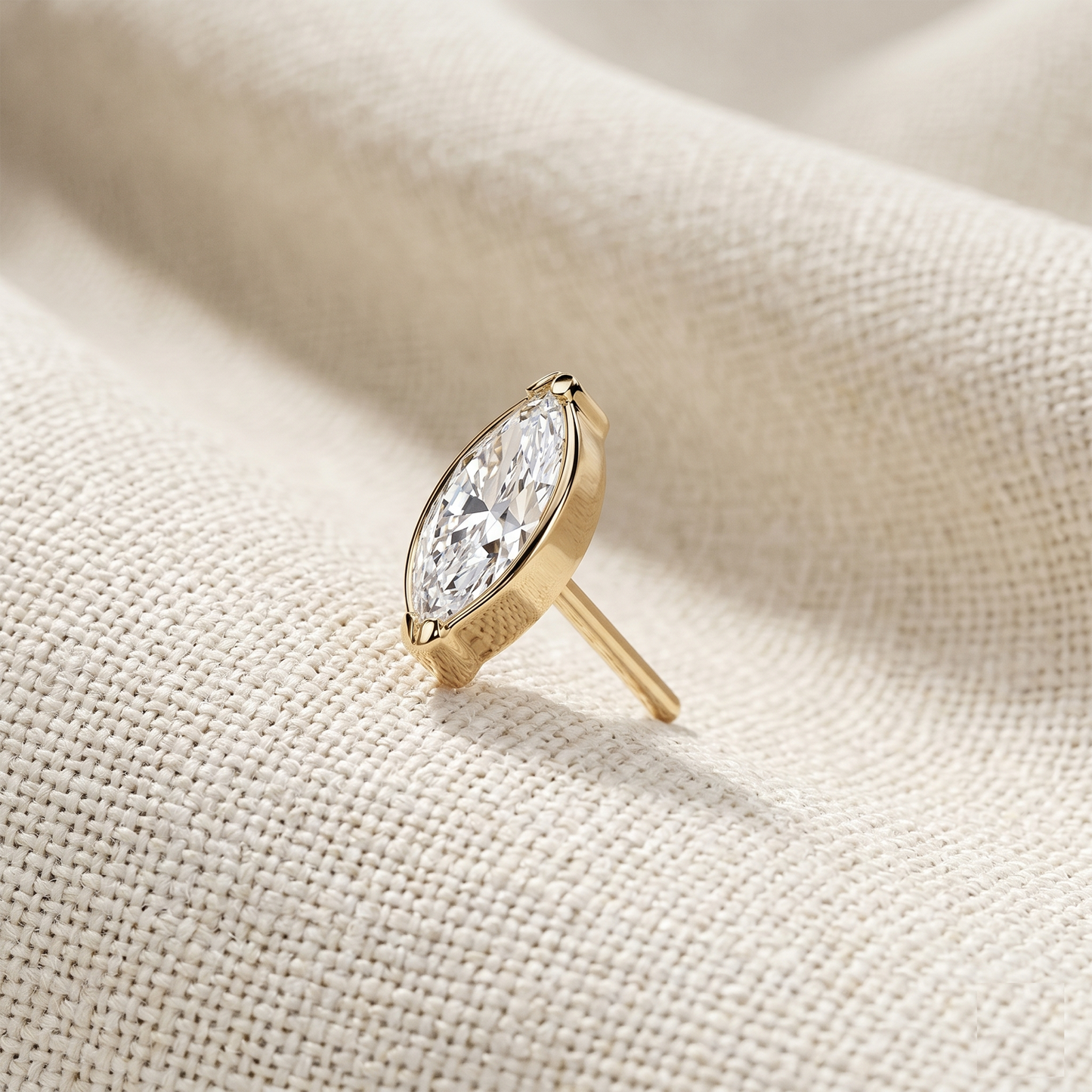 Titanium Marquise CZ Bezel Threadless Top