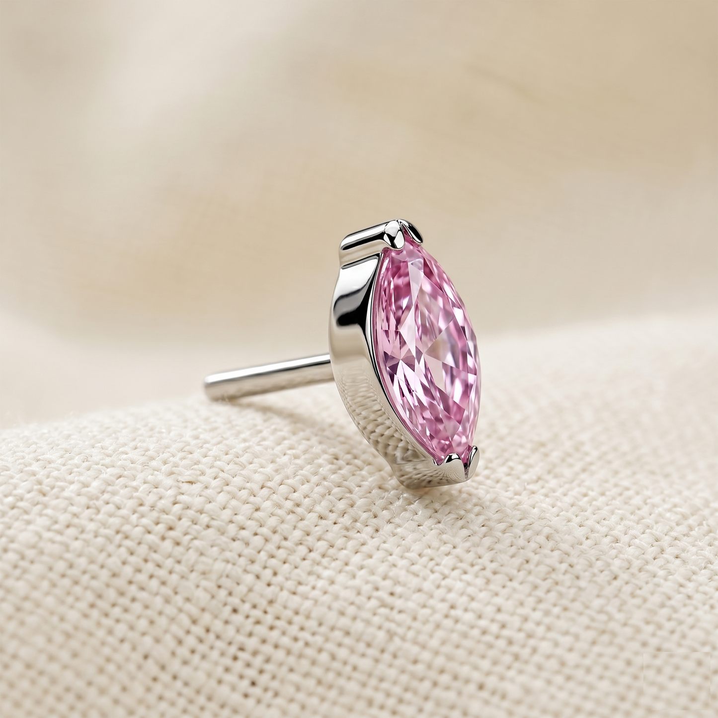 Titanium Marquise CZ Bezel Threadless Top