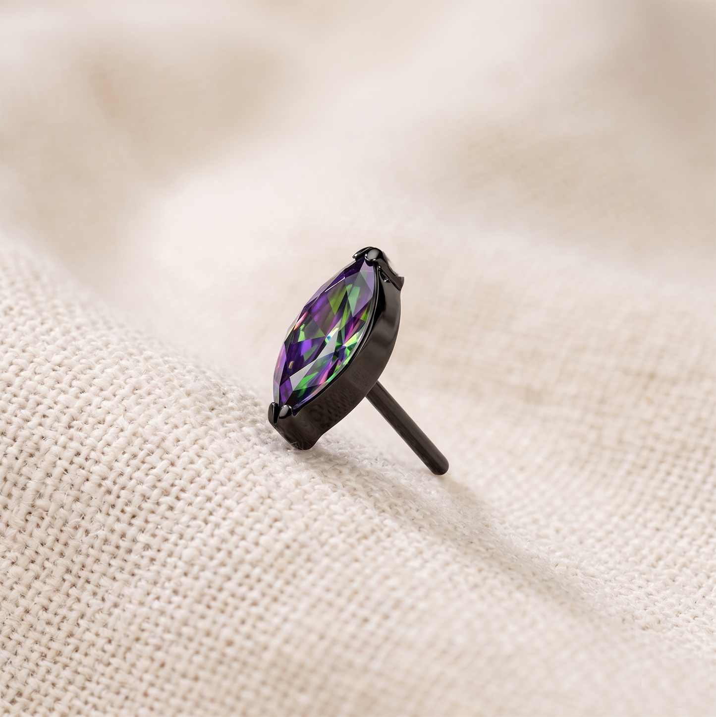Titanium Marquise CZ Bezel Threadless Top