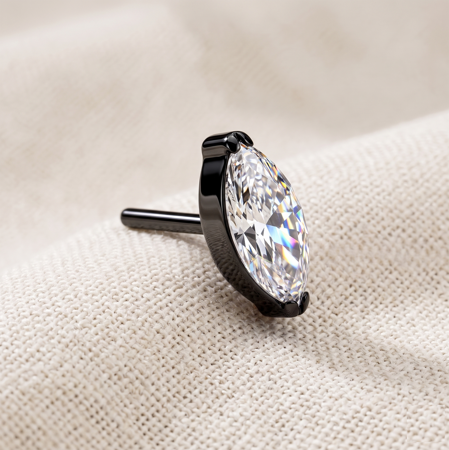 Titanium Marquise CZ Bezel Threadless Top