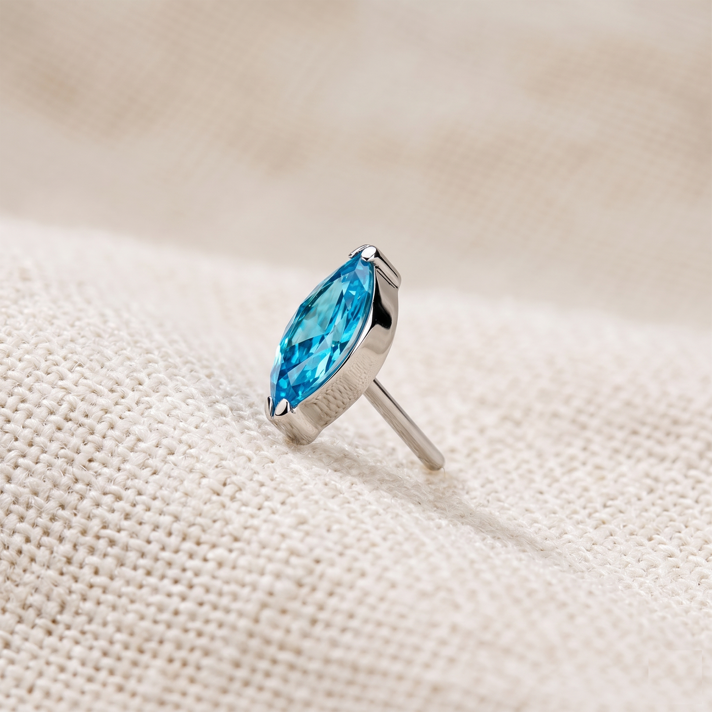Titanium Marquise CZ Bezel Threadless Top