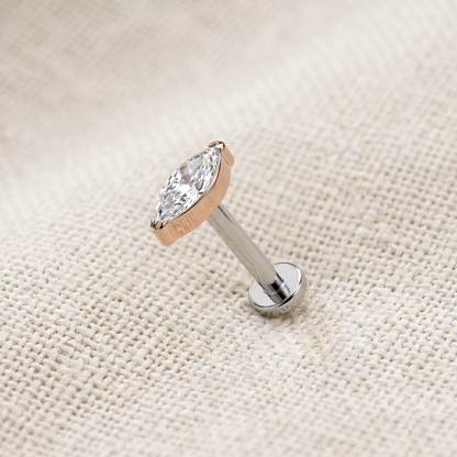 Titanium Marquise CZ Threadless Stud