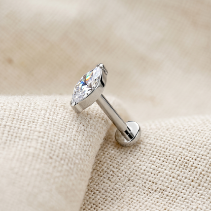 Titanium Marquise CZ Threadless Stud