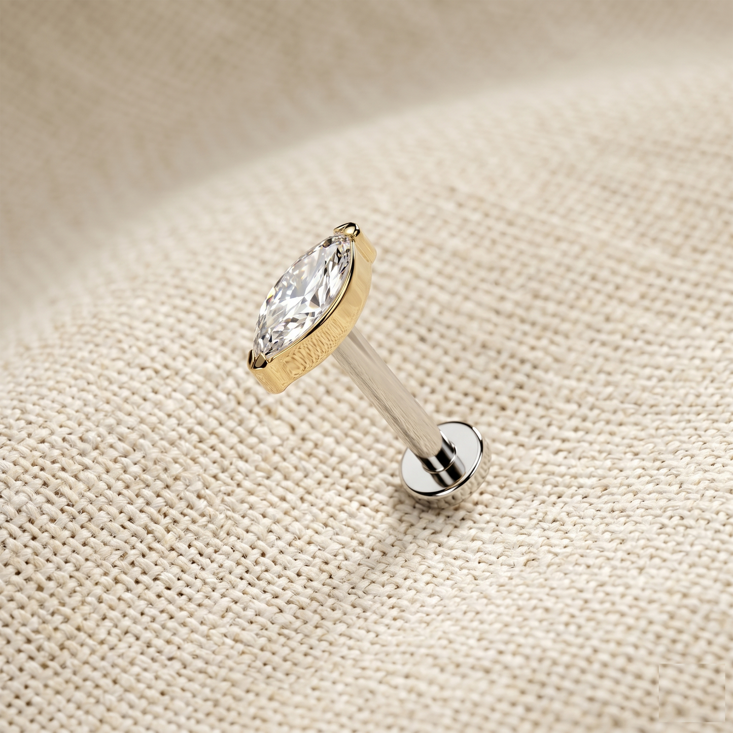 Titanium Marquise CZ Threadless Stud