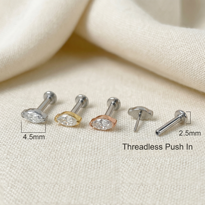 Titanium Marquise CZ Threadless Stud