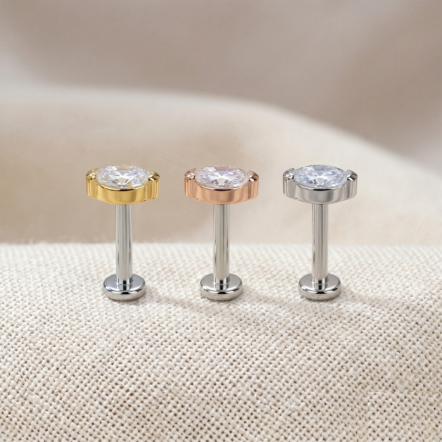 Titanium Marquise CZ Threadless Stud