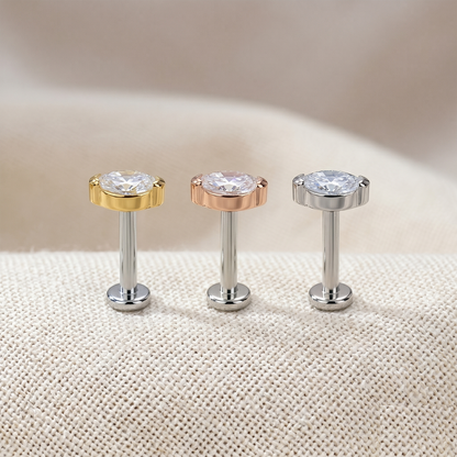 Titanium Marquise CZ Threadless Stud