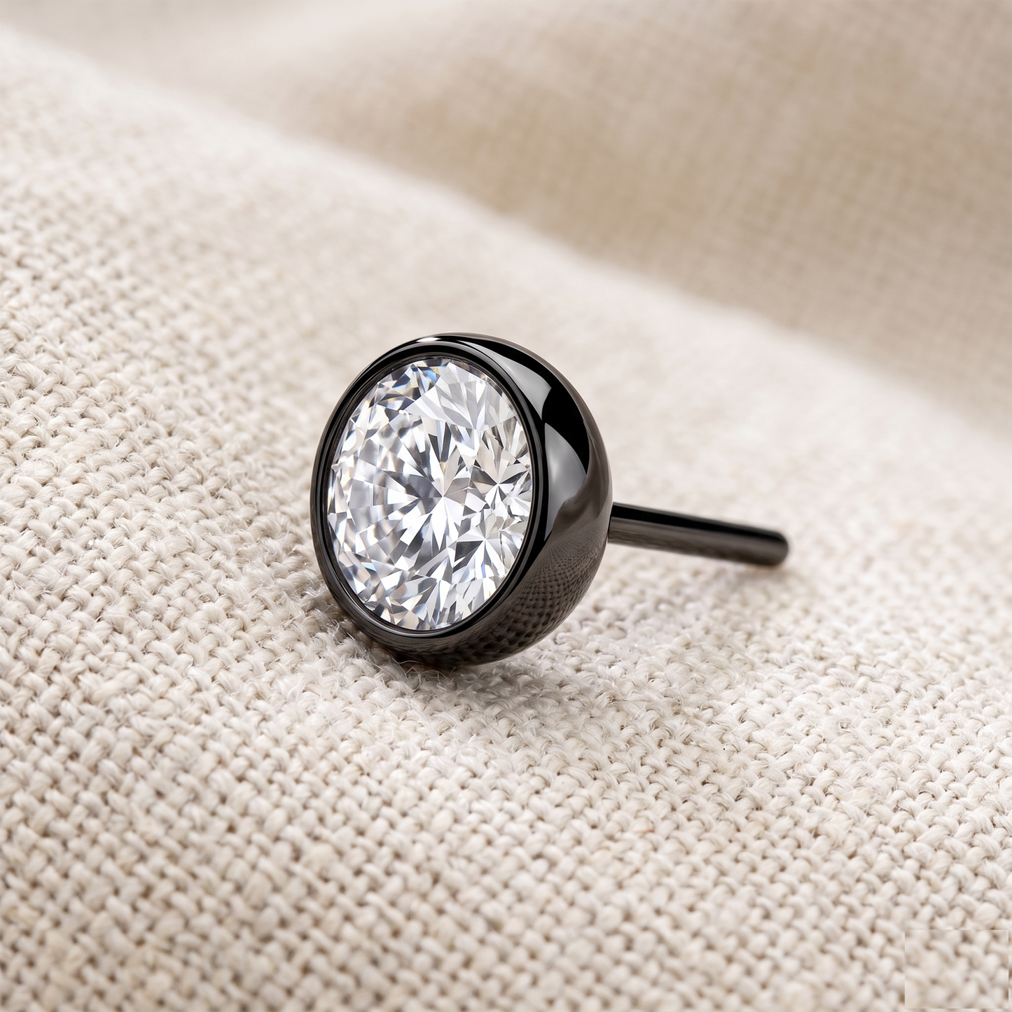 Titanium Clear CZ Bezel Threadless Top - 4 Metal Colors