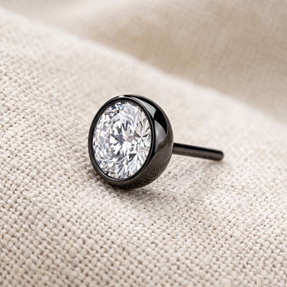 Titanium Clear CZ Bezel Threadless Top - 4 Metal Colors