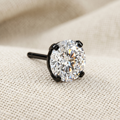 Titanium Clear CZ Prong Set Threadless Top
