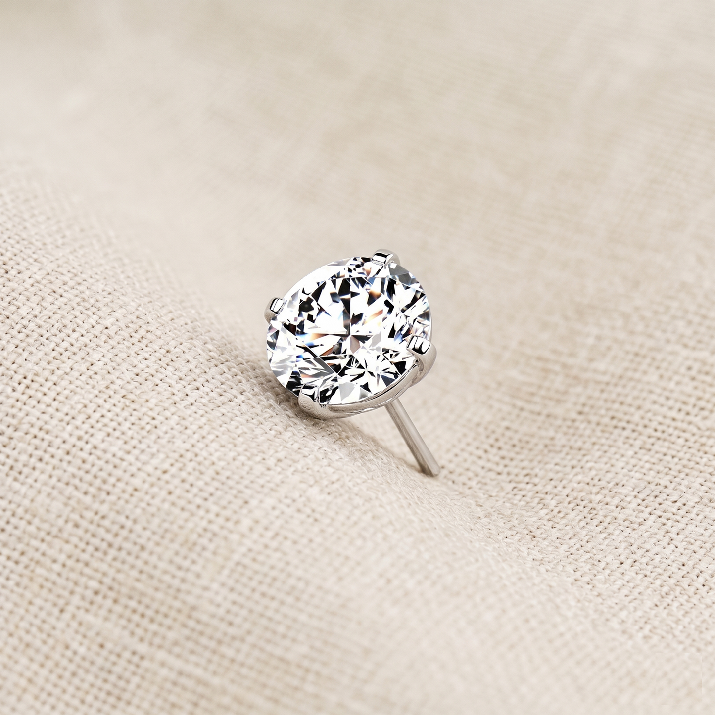 Titanium Clear CZ Prong Set Threadless Top