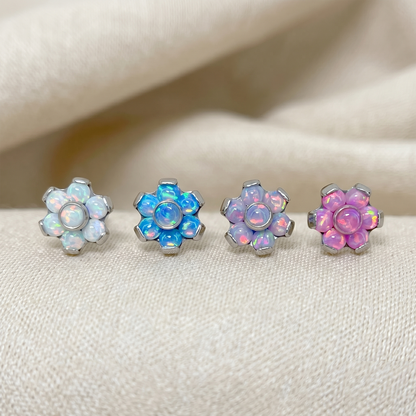 Titanium Flower Opal Threadless Top