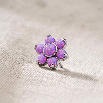 Titanium Flower Opal Threadless Top