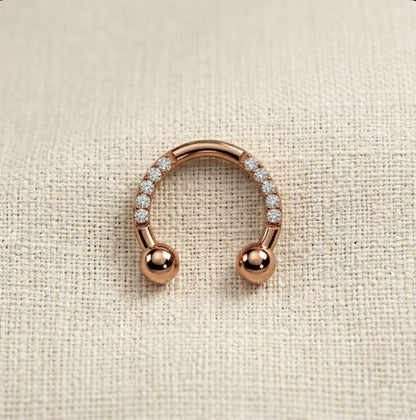 Titanium CZ Horseshoe Circular Barbell