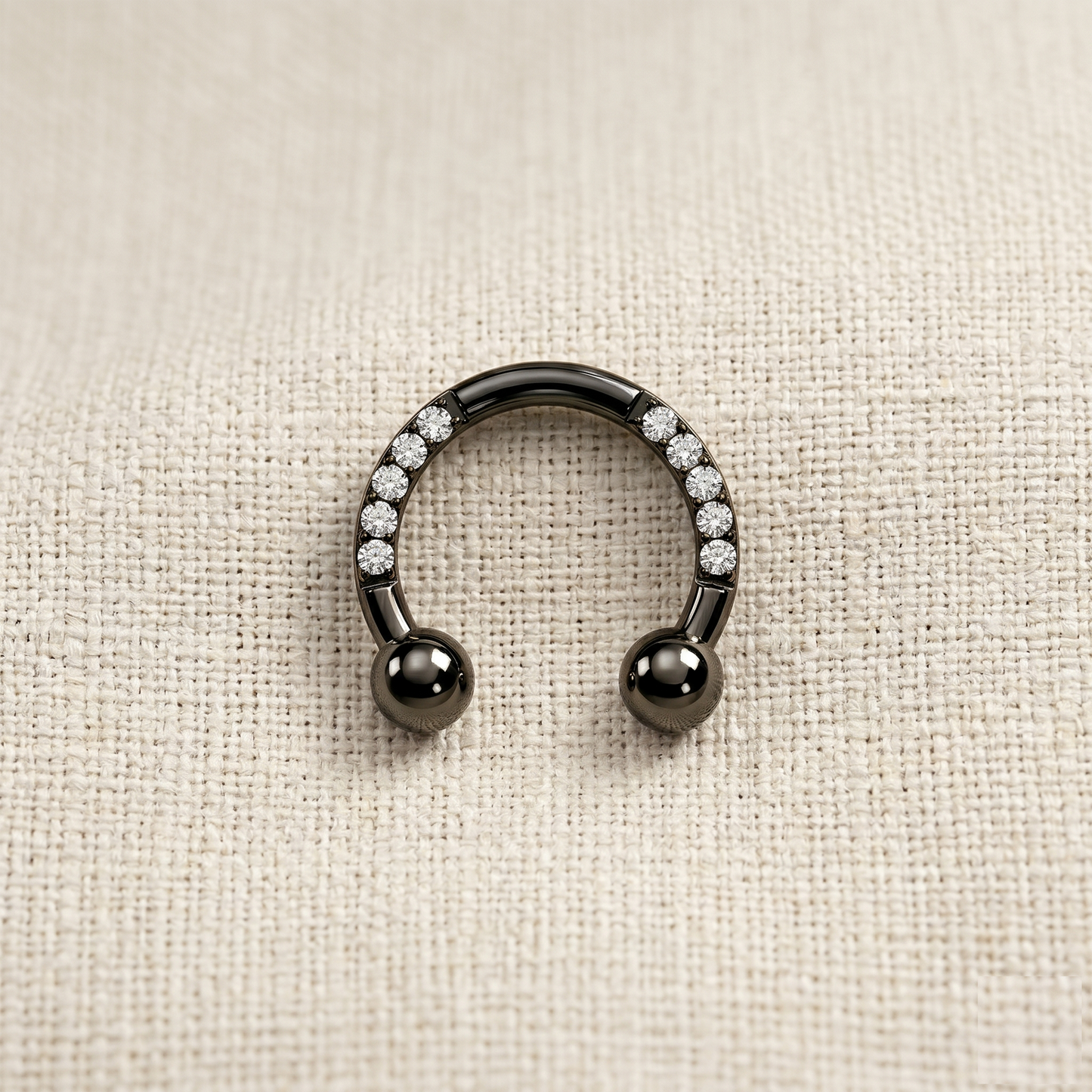 Titanium CZ Horseshoe Circular Barbell