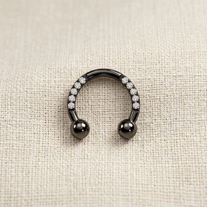 Titanium CZ Horseshoe Circular Barbell