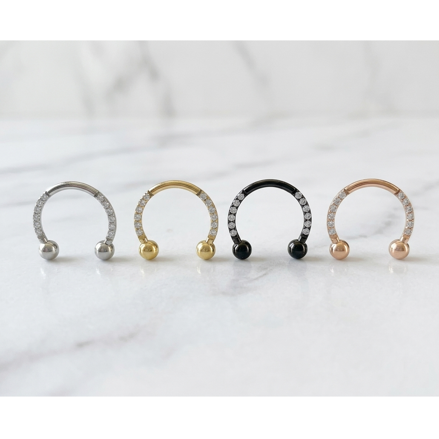 Titanium CZ Horseshoe Circular Barbell