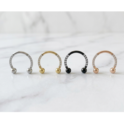Titanium CZ Horseshoe Circular Barbell