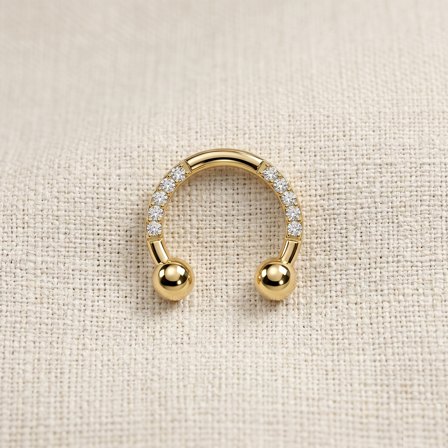 Titanium CZ Horseshoe Circular Barbell