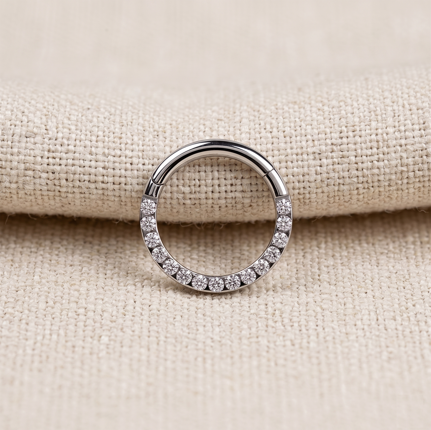 Titanium Hinged Hoop CZ in Front 16G