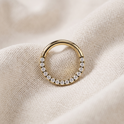 Titanium Hinged Hoop CZ in Front 16G
