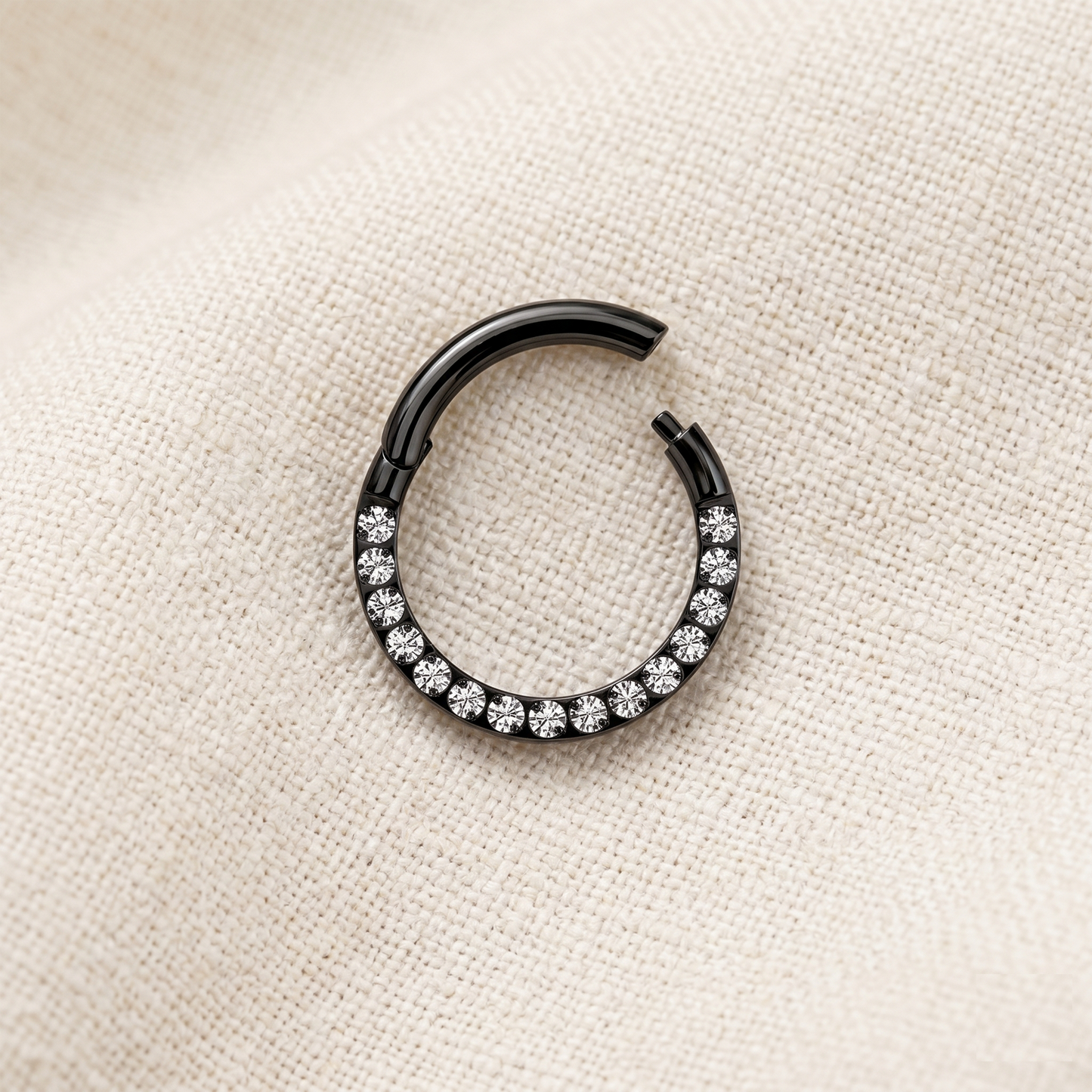 Titanium Hinged Hoop CZ in Front 16G