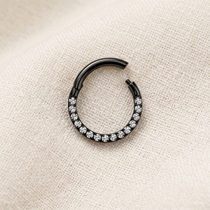 Titanium Hinged Hoop CZ in Front 16G