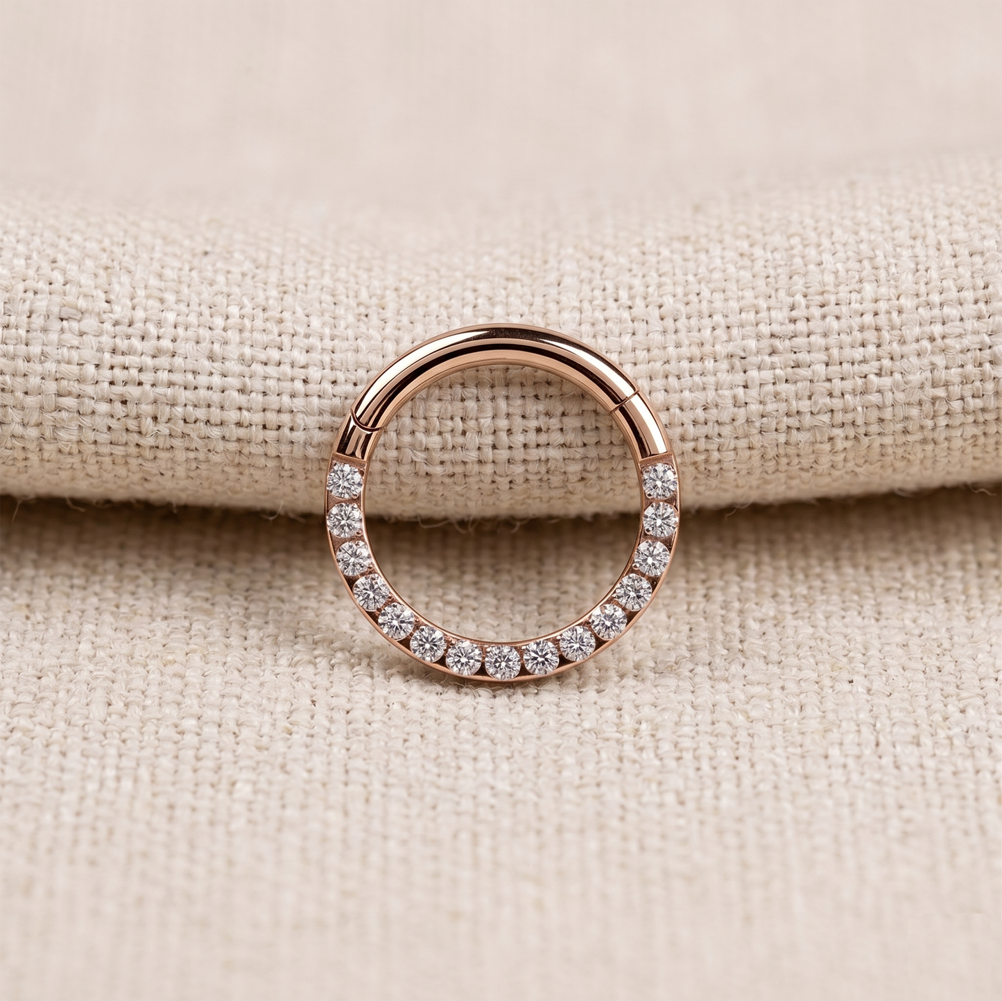 Titanium Hinged Hoop CZ in Front 16G