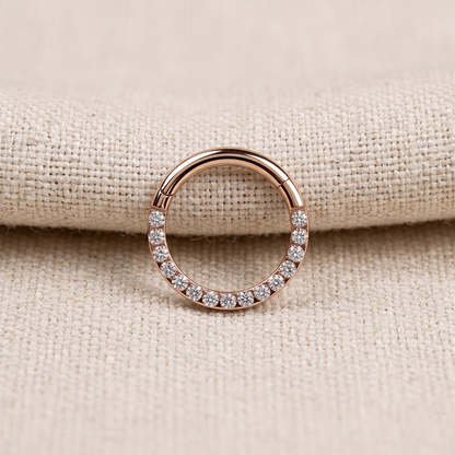 Titanium Hinged Hoop CZ in Front 16G