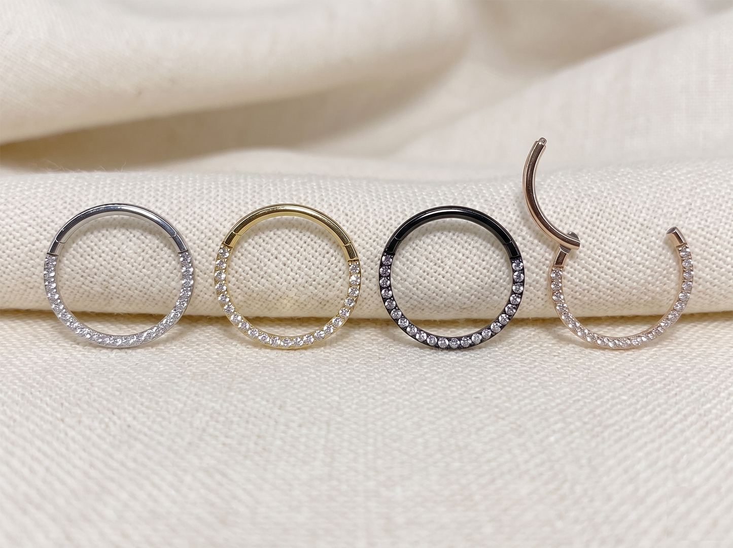 Titanium Hinged Hoop CZ in Front 16G
