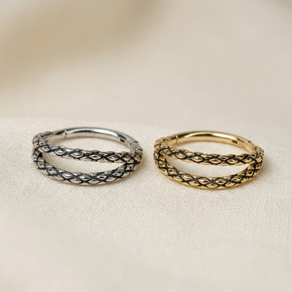 Double Hinged Clicker with Oxidized Lizard Pattern
