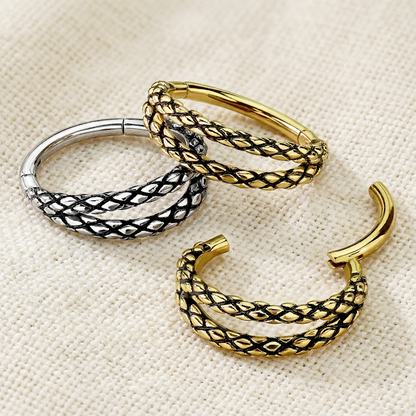 Double Hinged Clicker with Oxidized Lizard Pattern