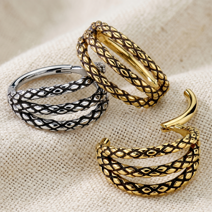Triple Hinged Hoop Oxidized Lizard 16G