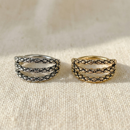 Triple Hinged Hoop Oxidized Lizard 16G