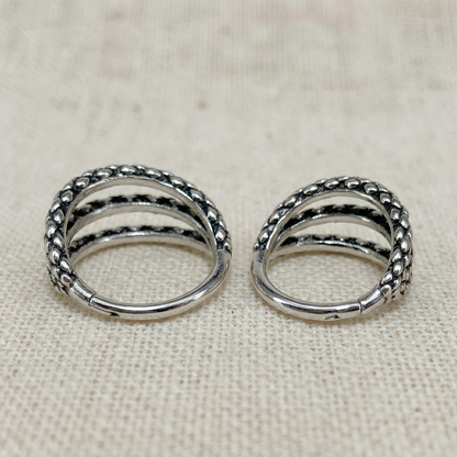 Triple Hinged Hoop Oxidized Lizard 16G